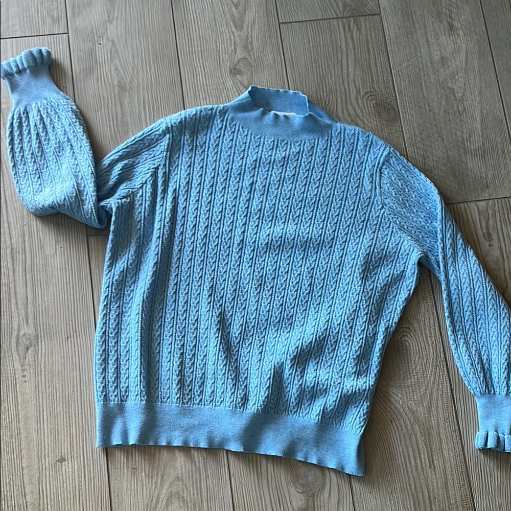 Blue Cable Knit Sweater